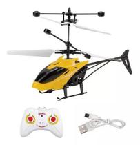 Helicoptero Brinquedo Com Controle Remoto Recarregável E Sensor (AMARELO)