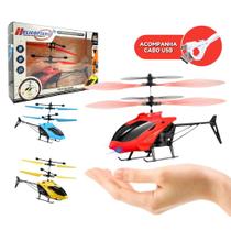 Helicóptero Com Sensor Brinquedo Voador Infravermelho Leds Mini Drone Com USB Recarregável