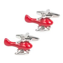 Helicóptero Cufflinks Fun Red para homens em esmalte de cobre Helicóptero Cufflinks Fun Red para homens em esmalte de cobre
