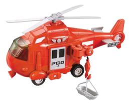 Helicóptero de Brinquedo Resgate Polícia Ou Bombeiro de Fricção C/ Luz Led e Som - Shiny Toys