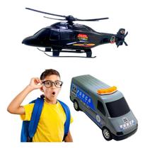 helicoptero de brinquedo + Van policial Presente barato menino