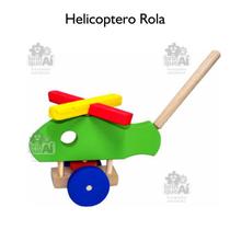 Helicóptero Rola brinquedo educativo de madeira