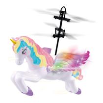 Helicóptero Unicórnio Branco Mini Flight Usb Recarregável Sensor Infravermelho Luz Infantil