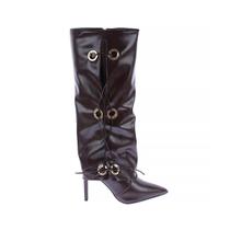Hellen - Bota Feminina Cano Alto Salto Fino com Ilhós Café Hellen - Bota Feminina Cano Alto Salto Fino com Ilhós Café