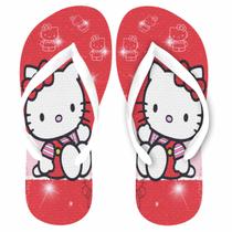 Hello Kitty Chinelo vermelho Brilho infantil feminino. Presente tematico da Helo Kity para criança Kiti Kitti Vermelha d