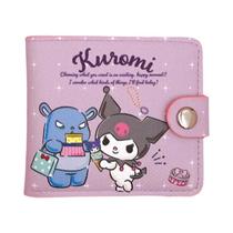 Hello Kitty Cinnamoroll My Melody Kuromi Pu Coin Purse Carteira Casual Com Botões