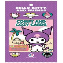 Hello kitty kuromi - comfy and cozy 4 cards para colorir e colecionar