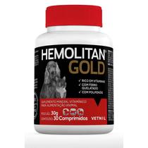 Hemolitan Gold Vetnil Suplemento Nutricional para Cães, Gatos e Mustelídeos 30 Comprimidos