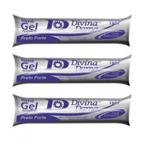 Hene de Cabelo Gel Preto Forte Divina Dama 180g Bisnaga Kit c/3 Unidades