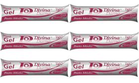 Hene de Cabelo Gel Preto Médio Divina Dama 180g Bisnaga Kit c/6 Unidades