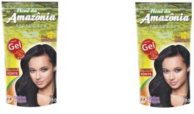 Hene Em Gel Amazonia 12x180gr Divina Dama Preto Forte (Preto Azulado) Pouch Queratina kit incolor