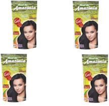 Hene Em Gel Amazonia 12x180gr Divina Dama Preto Forte (Preto Azulado) Pouch Queratina kit incolor