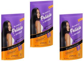 Hene em Gel Pelucia 03x180gr Preto Forte (Preto Azulado) Pouch Embelleze