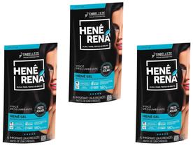 Hene em Gel Rená Preto Azulado (Preto Forte) 03x180gr Alisa, tinge e Da Brilho Embelleze