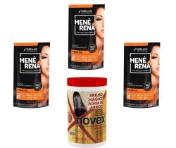 Hene Em Gel Rena Preto Cafe 03x180gr Pouch+Brilho Magico Agua de Arroz 1kg Creme Tratamento Incolor Hene Em Gel Rena Preto Cafe 03x180gr Pouch+Brilho Magico Agua de Arroz 1kg Creme Tratamento Incolor