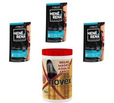 Hene Em Gel Rena Preto Cafe 03x180gr Pouch+Brilho Magico Agua de Arroz 1kg Creme Tratamento Incolor Hene Em Gel Rena Preto Cafe 03x180gr Pouch+Brilho Magico Agua de Arroz 1kg Creme Tratamento Incolor