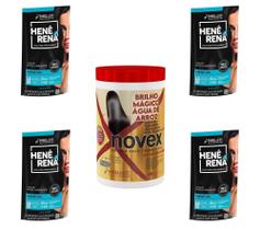 Hene Em Gel Rena Preto Cafe 04x180gr Pouch+Brilho Magico Agua de Arroz 1kg Creme Tratamento Incolor