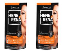 Hene em Gel Rená Preto Café (Preto Escuro) 02x180gr Alisa, tinge e Da Brilho Embelleze
