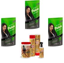 Hene Em Gel Rena Preto Natural 03x180gr Pouch+Brilho Magico Agua de Arroz Kit Tratamento 1kg Incolor Hene Em Gel Rena Preto Natural 03x180gr Pouch+Brilho Magico Agua de Arroz Kit Tratamento 1kg Incolor