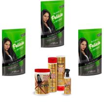 Hene Em Gel Rena Preto Natural 03x180gr Pouch+Brilho Magico Agua de Arroz Kit Tratamento 1kg Incolor Hene Em Gel Rena Preto Natural 03x180gr Pouch+Brilho Magico Agua de Arroz Kit Tratamento 1kg Incolor