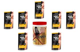 Hene Em Gel Rena Preto Natural 07x180gr Pouch+Brilho Magico Agua Arroz 1kg Creme Tratamento Incolor