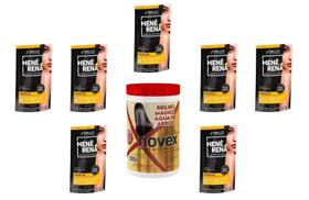 Hene Em Gel Rena Preto Natural 07x180gr Pouch+Brilho Magico Agua Arroz 1kg Creme Tratamento Incolor