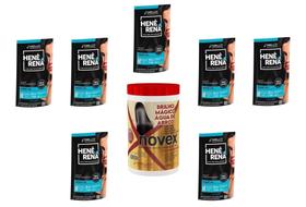 Hene Em Gel Rena Preto Natural 07x180gr Pouch+Brilho Magico Agua Arroz 1kg Creme Tratamento Incolor Hene Em Gel Rena Preto Natural 07x180gr Pouch+Brilho Magico Agua Arroz 1kg Creme Tratamento Incolor