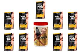 Hene Em Gel Rena Preto Natural 09x180gr Pouch+Brilho Magico Agua Arroz 1kg Creme Tratamento Incolor