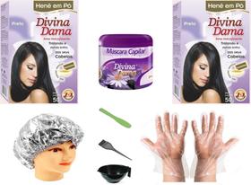 Hene em Po Divina Dama 02x50gr Jaborandi (Incolor, Chocolate, Preto, Azulado, Castanho) kit 501