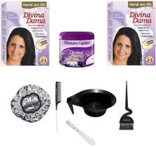 Hene em Po Divina Dama 02x50gr Jaborandi (Incolor, Chocolate, Preto, Azulado, Castanho) kit 502