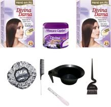 Hene em Po Divina Dama 02x50gr Jaborandi (Incolor, Chocolate, Preto, Azulado, Castanho) kit 502