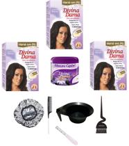 Hene em Po Divina Dama 03x50gr Jaborandi (Incolor, Chocolate, Preto, Azulado, Castanho) kit 502 Hene em Po Divina Dama 03x50gr Jaborandi (Incolor, Chocolate, Preto, Azulado, Castanho) kit 502