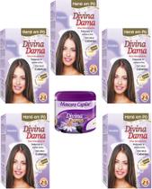 Hene em Po Divina Dama 05x50gr (Incolor, Chocolate, Preto, Azulado, Castanho)+Mascara 500gr Incolor