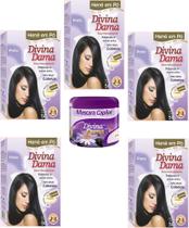 Hene em Po Divina Dama 05x50gr (Incolor, Chocolate, Preto, Azulado, Castanho)+Mascara 500gr Incolor