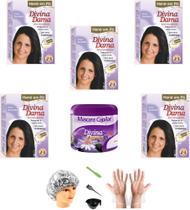 Hene em Po Divina Dama 05x50gr Jaborandi (Incolor, Chocolate, Preto, Azulado, Castanho) kit 501 Hene em Po Divina Dama 05x50gr Jaborandi (Incolor, Chocolate, Preto, Azulado, Castanho) kit 501