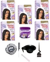 Hene em Po Divina Dama 05x50gr Jaborandi (Incolor, Chocolate, Preto, Azulado, Castanho) kit 502