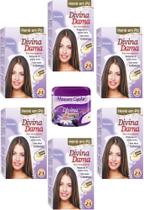 Hene em Po Divina Dama 06x50gr (Incolor, Chocolate, Preto, Azulado, Castanho)+Mascara 500gr Incolor Hene em Po Divina Dama 06x50gr (Incolor, Chocolate, Preto, Azulado, Castanho)+Mascara 500gr Incolor