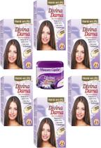 Hene em Po Divina Dama 06x50gr (Incolor, Chocolate, Preto, Azulado, Castanho)+Mascara 500gr Incolor Hene em Po Divina Dama 06x50gr (Incolor, Chocolate, Preto, Azulado, Castanho)+Mascara 500gr Incolor