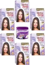 Hene em Po Divina Dama 06x50gr (Incolor, Chocolate, Preto, Azulado, Castanho)+Mascara 500gr Incolor Hene em Po Divina Dama 06x50gr (Incolor, Chocolate, Preto, Azulado, Castanho)+Mascara 500gr Incolor