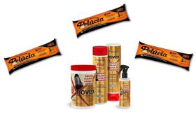 Hene Gel Pelucia Preto Medio/Forte 03x180g Pouch/Bisnaga+Brilho Magico Agua de Arroz Kit 1Kg Incolor