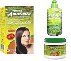 Hene Po Divina Dama Castanho Escuro Amazonia 01x200gr+Creme Branco incolor 500gr+Creme Babosa 300gr