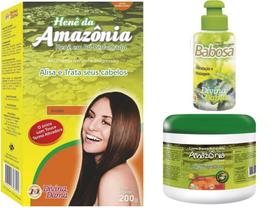 Hene Po Divina Dama Castanho Escuro Amazonia 01x200gr+Creme Branco incolor 500gr+Creme Babosa 90gr