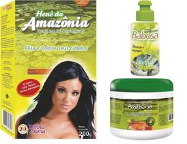 Hene Po Divina Dama Castanho Escuro Amazonia 01x200gr+Creme Branco incolor 500gr+Creme Babosa 90gr