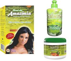 Hene Po Divina Dama Chocolate Amazonia 01x200gr+Creme Branco incolor 500gr+Creme Pentear Babosa 300g Hene Po Divina Dama Chocolate Amazonia 01x200gr+Creme Branco incolor 500gr+Creme Pentear Babosa 300g