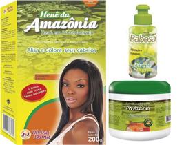 Hene Po Divina Dama Chocolate Amazonia 01x200gr+Creme Branco incolor 500gr+Creme Pentear Babosa 90gr