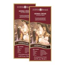 Henna Creme Surya Brasil Castanho Escuro Kit com duas unidades