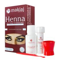 Henna De Sobrancelha Castanho Escuro 1,5g Com Dappen Makiaj