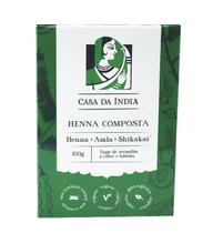 Henna indiana 100% composta herbal casa da índia 100gr amla + shikakai fortalece estimula crescimento regenerador vegana cabelo ruivo ayurvédico - CASA DA INDIA