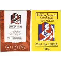 Henna Indiana Pura 100% Natural e Henna Cassia Obovata , Coloração Ruivo Acobreado e Louro Dourado - Casa Da Índia