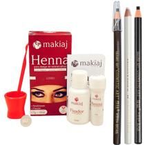 Henna Makiaj Sobrancelha e 3 Lápis Dermatografico Completo Profissional Preto Branco e Marrom Henna Makiaj Sobrancelha e 3 Lápis Dermatografico Completo Profissional Preto Branco e Marrom
